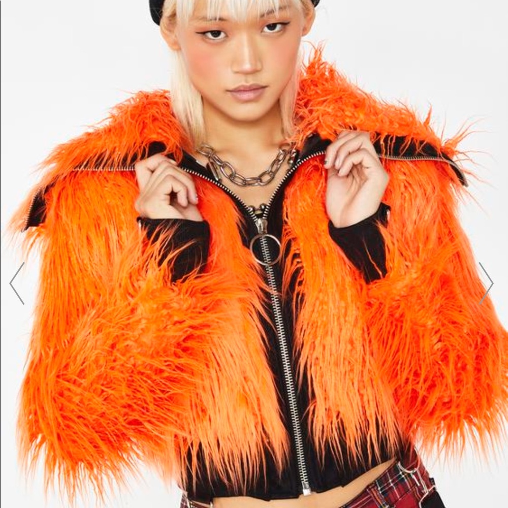 🔥 Dolls Kill Vibrant Chaos Fuzzy Cropped Jacket Size Small.